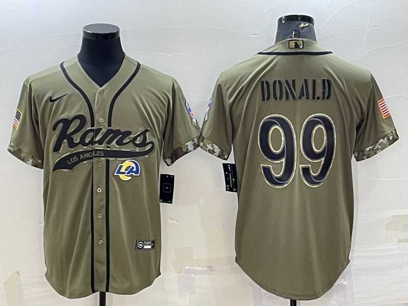 Men%27s Los Angeles Rams #99 Aaron Donald Olive 2022 Salute to Service Cool Base Stitched Baseball Jersey->los angeles chargers->NFL Jersey